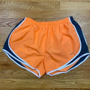 Nike Dri-Fit Tempo Running Shorts Womens Large Orange Black Athletic Sporty